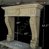 Hand Carved Stone Mantle CH 909