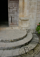 Biblical Stone in Half-moon Stair of an Old Church